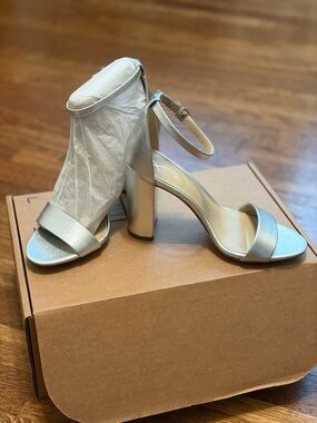 Sam Edelman Silver Ankle-Strap Block Heel Sandals